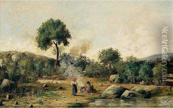 Dor De La Hoguera Oil Painting - Domiciano Perez