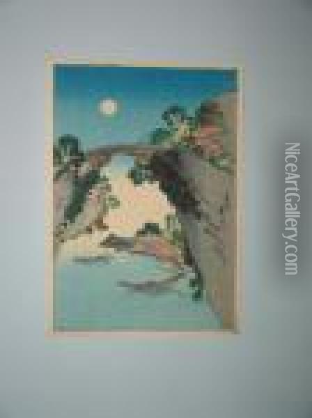 Le Pont Des Singes Oil Painting - Katsushika Ii Taito
