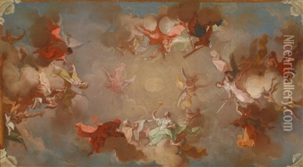Allegorische Darstellung (design For Ceiling Of A Castle) Oil Painting - Daniel Gran