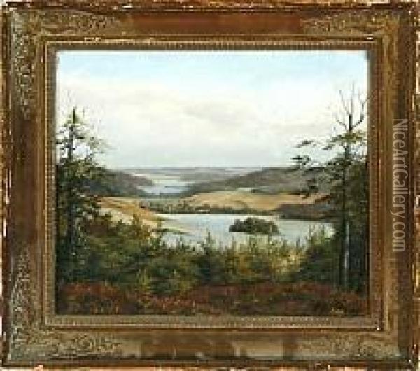 A Danish Landscape Scenery From The Silkeborg Lakes Oil Painting - Anton Erik Ch. Thorenfeld