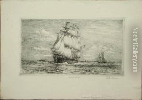 Sailing Ships Oil Painting - Lemuel D. Eldred