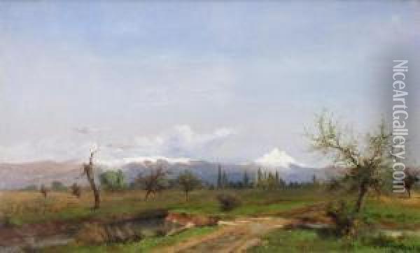 Landschaft Inzentralchile Mit Dem Berg Longavi Oil Painting - Enrique Swinburn Kirk