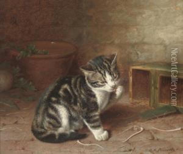 The Naughty Kitten Oil Painting - Horatio Henry Couldery
