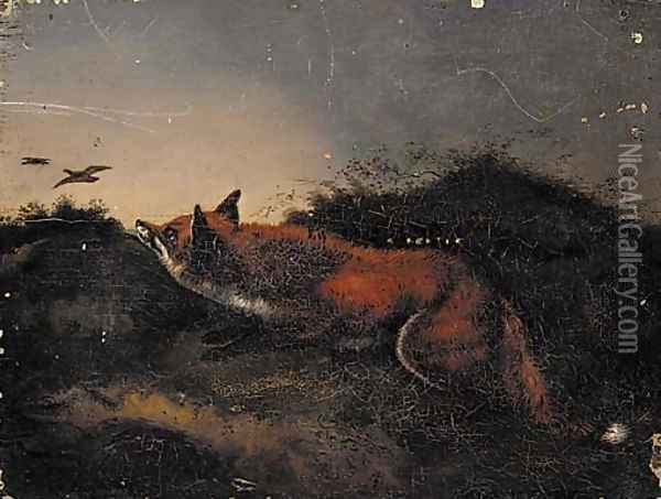 A fox at covert side Oil Painting - John Samuel Raven