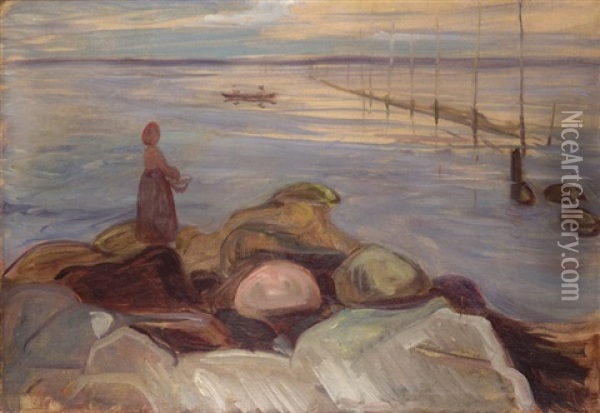 Bord De Mer Oil Painting - Edvard Munch