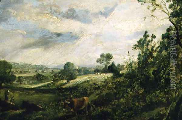 A Summer Evening Oil Painting - John Constable