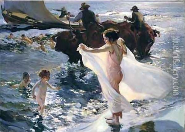 La Hora Del Bano (The Bathing Hour) Oil Painting - Joaquin Sorolla Y Bastida