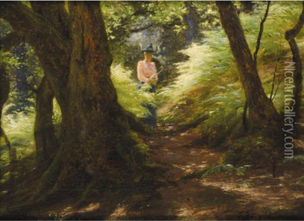 The Forest Path Oil Painting - Joseph Farquharson