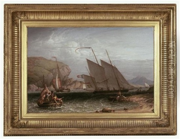 Lugger On A Wind Oil Painting - Robert Salmon