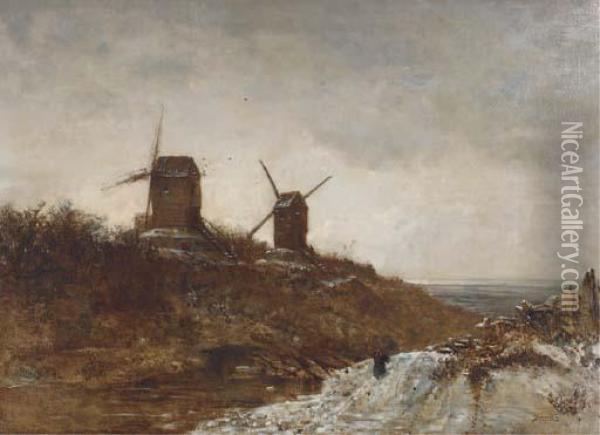 Moulins A Vent, Temps De Degel Oil Painting - Felix Ziem
