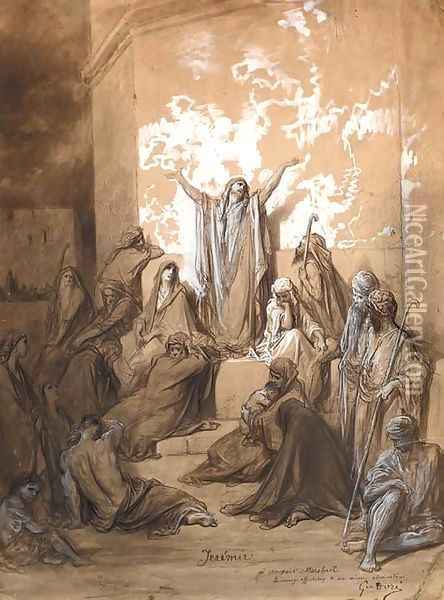 Jeremiah preaching to his Followers Oil Painting - Gustave Dore