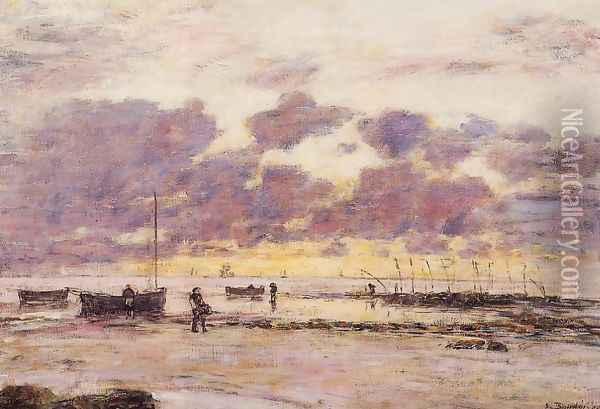 The Shores of Sainte Adresse at Twilight Oil Painting - Eugene Boudin