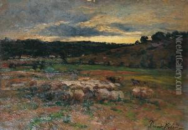 Troupeau De Moutons Oil Painting - Auguste Prevot-Valeri