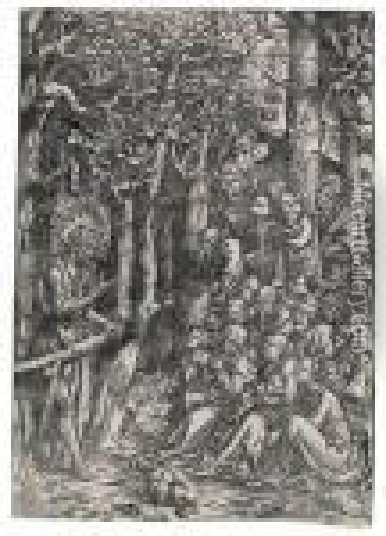 St 
John The Baptist Preaching In The Wilderness Oil Painting - Lucas The Elder Cranach