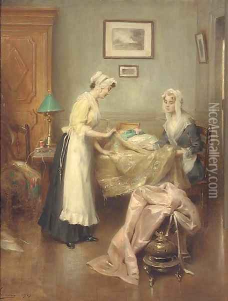 A meeting with the dressmaker Oil Painting - Henri Adriene Tanoux