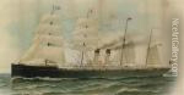The S.s. Westernland At Sea Oil Painting - Fred Pansing