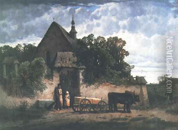Peasant's Funeral Oil Painting - Jozef Szermentowski
