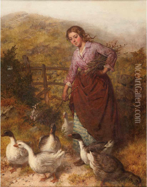 The Goose Girl Oil Painting - Isaac Henzell