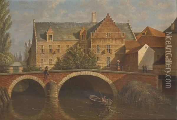 Pecheur Sous Le Pont Oil Painting - F. van den Hove