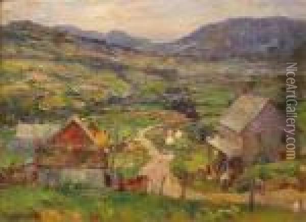 Mountain Side Farms, Near St. Urbain, Canada Oil Painting - Walter Granville-Smith