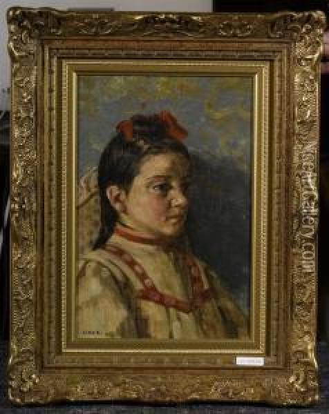 Portrait Einer Jungen Frau. Oil Painting - Carl August Liner