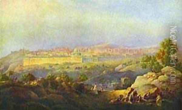 View Of Jerusalem 1836 Oil Painting - Maksim Nikiforovich Vorobiev