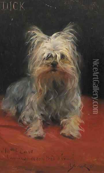 Dick - le plus aime des petits chiens Oil Painting - J. Stewart