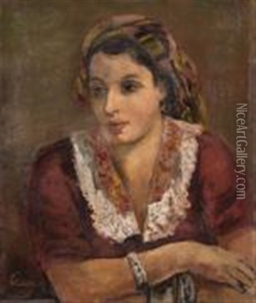 Portrait De Jeune Orientale Oil Painting - Adolphe Aizik Feder