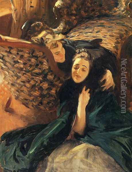 Violet Sargent and Flora Priestley Oil Painting - John Singer Sargent