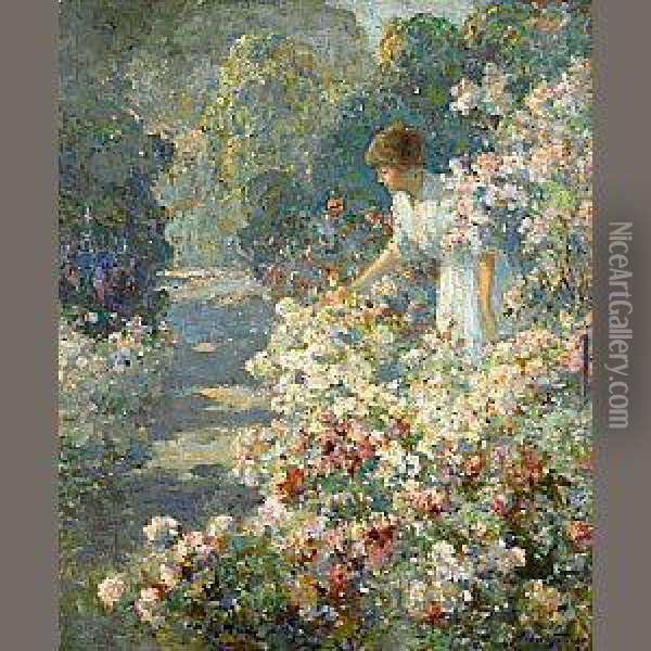 Morning In The Garden Oil Painting - Abbott Fuller Graves