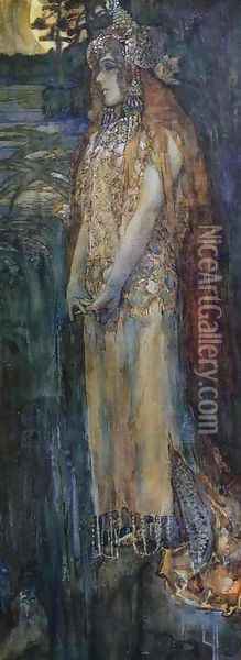 Nadezhda Zabela-Vrubel as Princess Volkhova, 1898 Oil Painting - Mikhail Aleksandrovich Vrubel