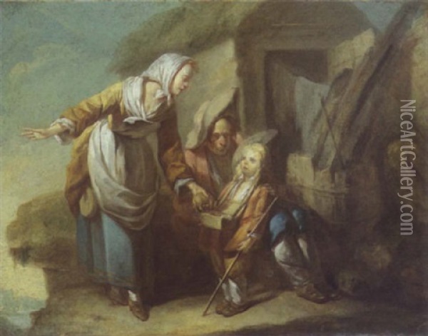 Le Petit Savoyard Et Sa Famille Oil Painting - Jean Baptiste Marie Pierre