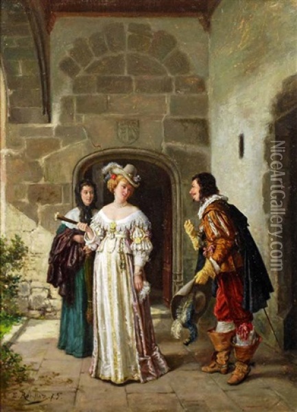 The Courtship Oil Painting - Emile Robellaz