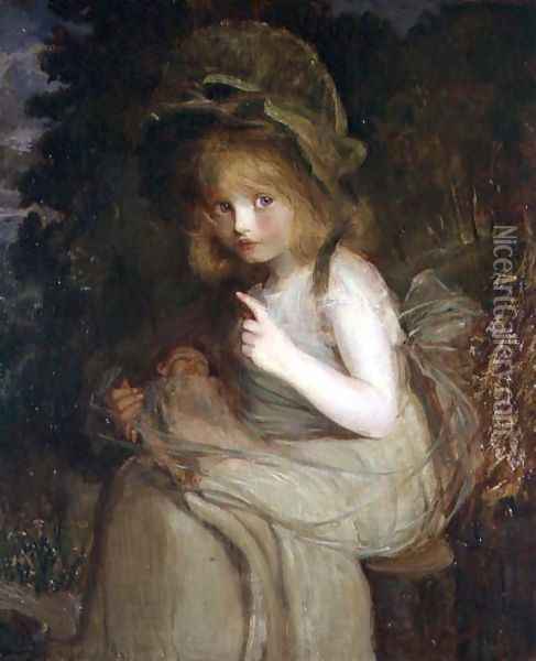 Hush a girl with a doll Oil Painting - Blanche Jenkins