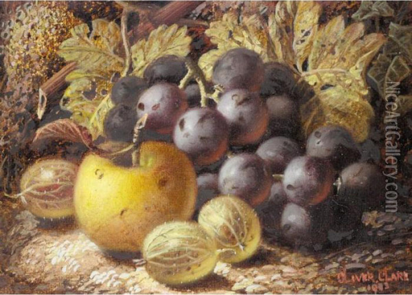 Grapes And Apples Oil Painting - Oliver Clare