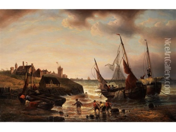 Heimkehr Vom Fischfang Oil Painting - Francois-Etienne Musin