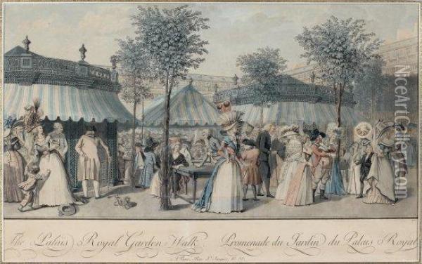 Promenade Du Jardin Du Palais-royal Oil Painting - Philibert-Louis Debucourt