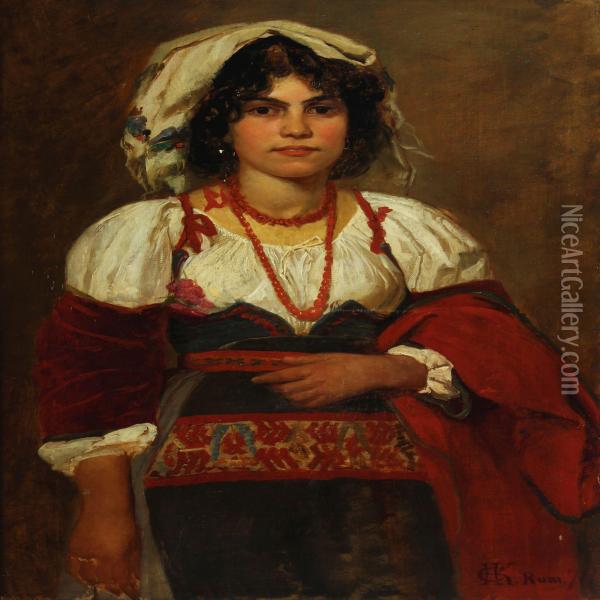A Young Italian Woman Oil Painting - Hans Christian Koefoed