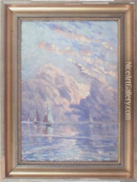 Batar Pa Glittrande Fjord Oil Painting - Karl Edvard Diriks