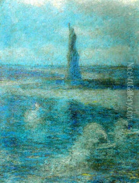Statue Of Liberty In The Mist Oil Painting - Theodore Earl Butler