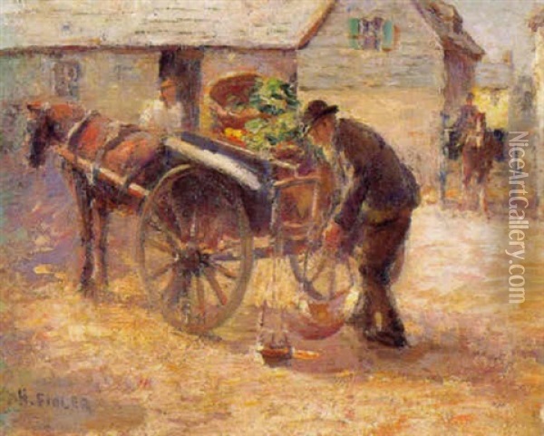Loading The Cart Oil Painting - Harry Fidler