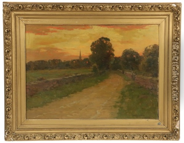 Sunset Over Thompson,  Sullivan County Oil Painting - Charles Warren Eaton