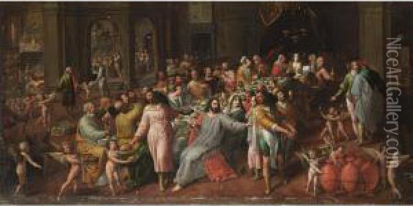 The Wedding At Cana Oil Painting - Gillis Coignet