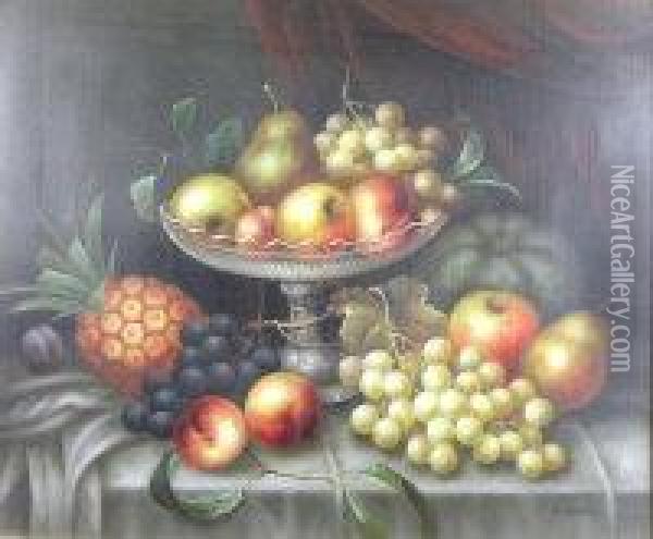 A Still Life Composition With Grapes Oil Painting - Edwin Steele