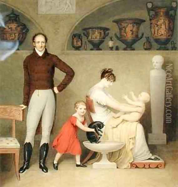 The Artist and his Family Oil Painting - Adam Buck