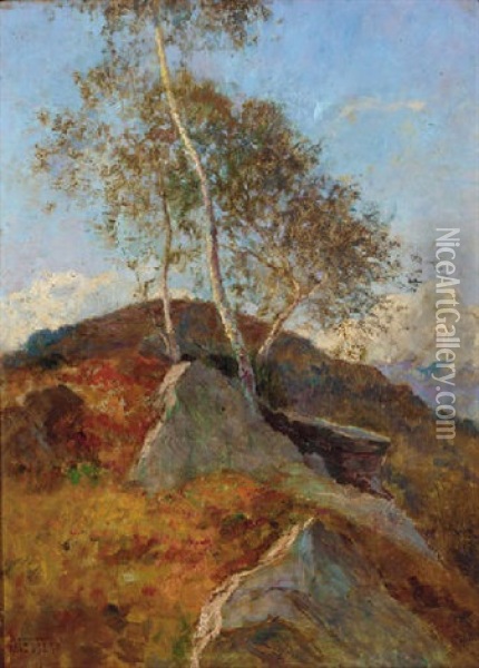 An Alpine Landscape Oil Painting - Gioacchino Galbusera