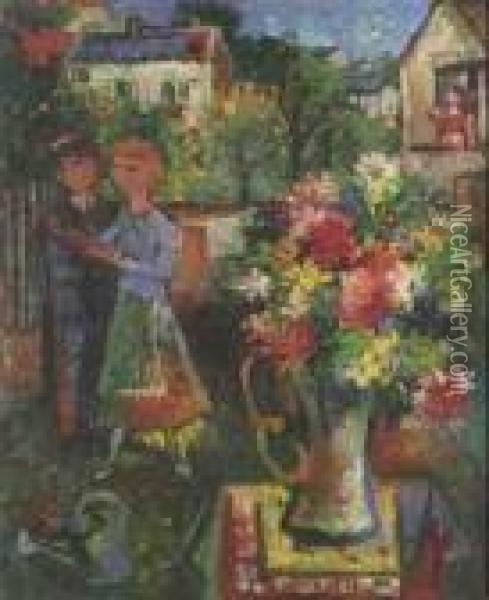 Paar Im Garten Oil Painting - Charles Walch
