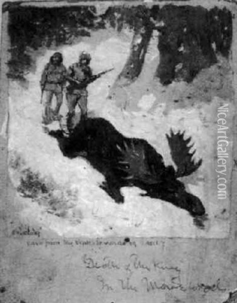 Death Of The King In The Maine Woods Oil Painting - Edwin Willard Deming