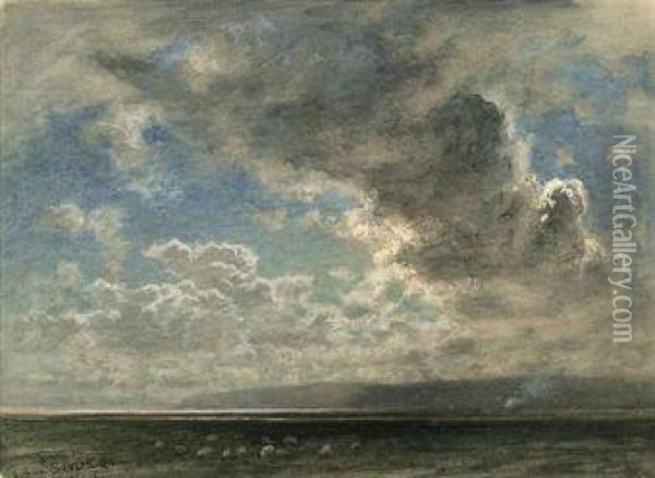 Clouds Over Morecambe Bay, Lancashire Oil Painting - Arthur Severn
