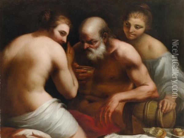 Lot And His Daughters Oil Painting - Guido Cagnacci